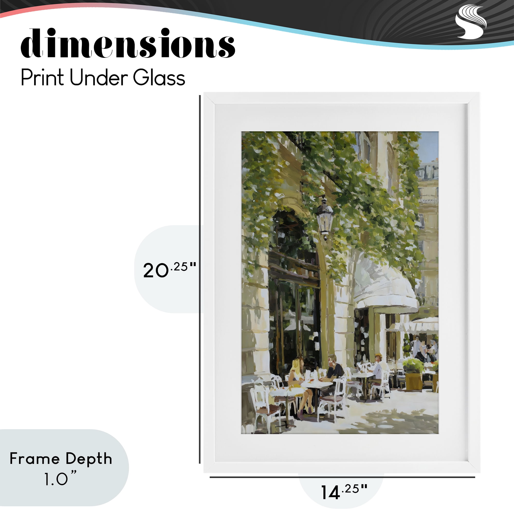 Stupell Industries Sunny Day Cafe Terrace White Framed Print Under Glass, design by Petal Prints Design