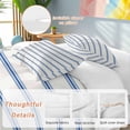 thumbnail image 3 of Navy Blue Striped Bedding 3 Piece Duvet Cover Set Queen Size, Rustic Blue Stripe Modern Art Beige Soft Microfiber Comforter Cover with Zipper Closure & Pillowcases, FadeResistant Quilt Cover, 3 of 9