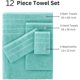 thumbnail image 5 of Casa Platino Juego de Toallas de Baño de 12 Piezas - Incluye 4 Toallas de Baño Grandes, 4 Toallas de Mano y 4 Paños - Toallas de Baño de Algodón Suave y Absorbente - Cielo Aguamarina, 5 of 7