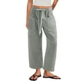 thumbnail image 3 of ZHYou Womens Drawstring Cargo Pants,Loose Fit,Baggy Elastic Waist,Multiple Pockets,Casual Wide Leg Trousers,Gray,Size S, 3 of 8