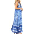 thumbnail image 4 of Sakkas Leonor Women's Maxi Sleeveless Tank Long Print Dress with Pockets and Ties - TD52-811-Blue - One Size, 4 of 5