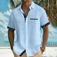 thumbnail image 2 of Vetsdori Short Sleeve Shirts for Men Button down Pockets Dress Shirts Work Casual Patchwork Summer Collar Ropa Para Hombre Mens T-Shirts Gift for Men, 2 of 9