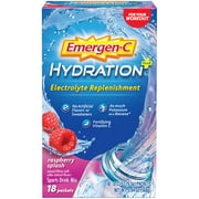 Emergen-C Hydration+ Sports Electrolyte Replacement Sports Drink Mix Powder with Vitamin C, Raspberry Splash Flavor - 18 - 0.33 oz on The Go Packets