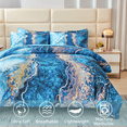 thumbnail image 4 of PERFEMET 6-Piece Teal Bedding Comforter Set Full Size Marble Teal Blue & Gold Modern Bed in a Bag with Comforter Sheets for Women Men, 4 of 9