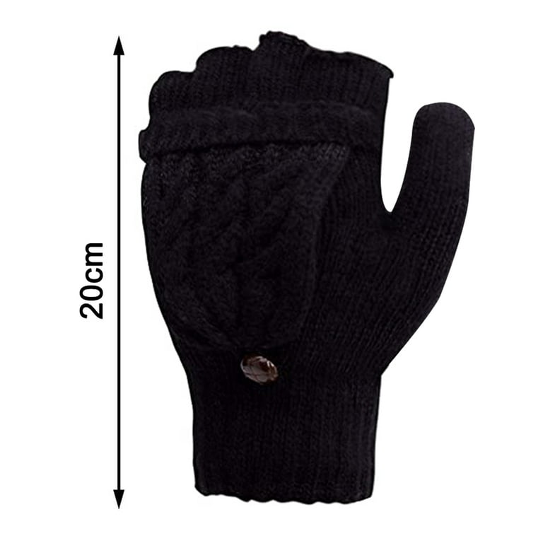 Fingerless Gloves and Beanie Hat Thermal Wool Mens Warm Fishing
