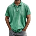thumbnail image 1 of Adult Polo Tees for Men Short Sleeve Button Polo Tees Lightweight Green Mens Work Shirts, 1 of 4