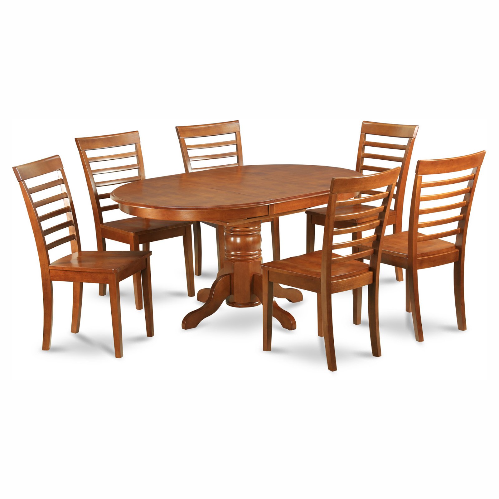 East West Furniture Avon 7 Piece Pedestal Oval Dining Table Set with