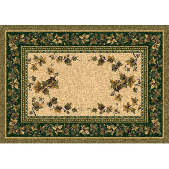 Milliken Ivory Bordered Petals Door Mat Ivy Valley Ivy - Aprx 2' 8" x 3' 10"