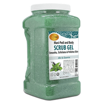 SPA REDI - Exfoliating Scrub Pumice Gel, Mint and Eucalyptus, 128 Oz - Manicure, Pedicure and Body Exfoliator Infused with Hyaluronic Acid, Amino Acids, Panthenol and Comfrey Extract