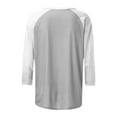 thumbnail image 4 of GERsome Women's Casual Tops 3/4 Sleeve Color Block Shirts Loose Fit Lightweight Crew Neck Basic Tops Cute Pullover S-2XL Gray/S, 4 of 5