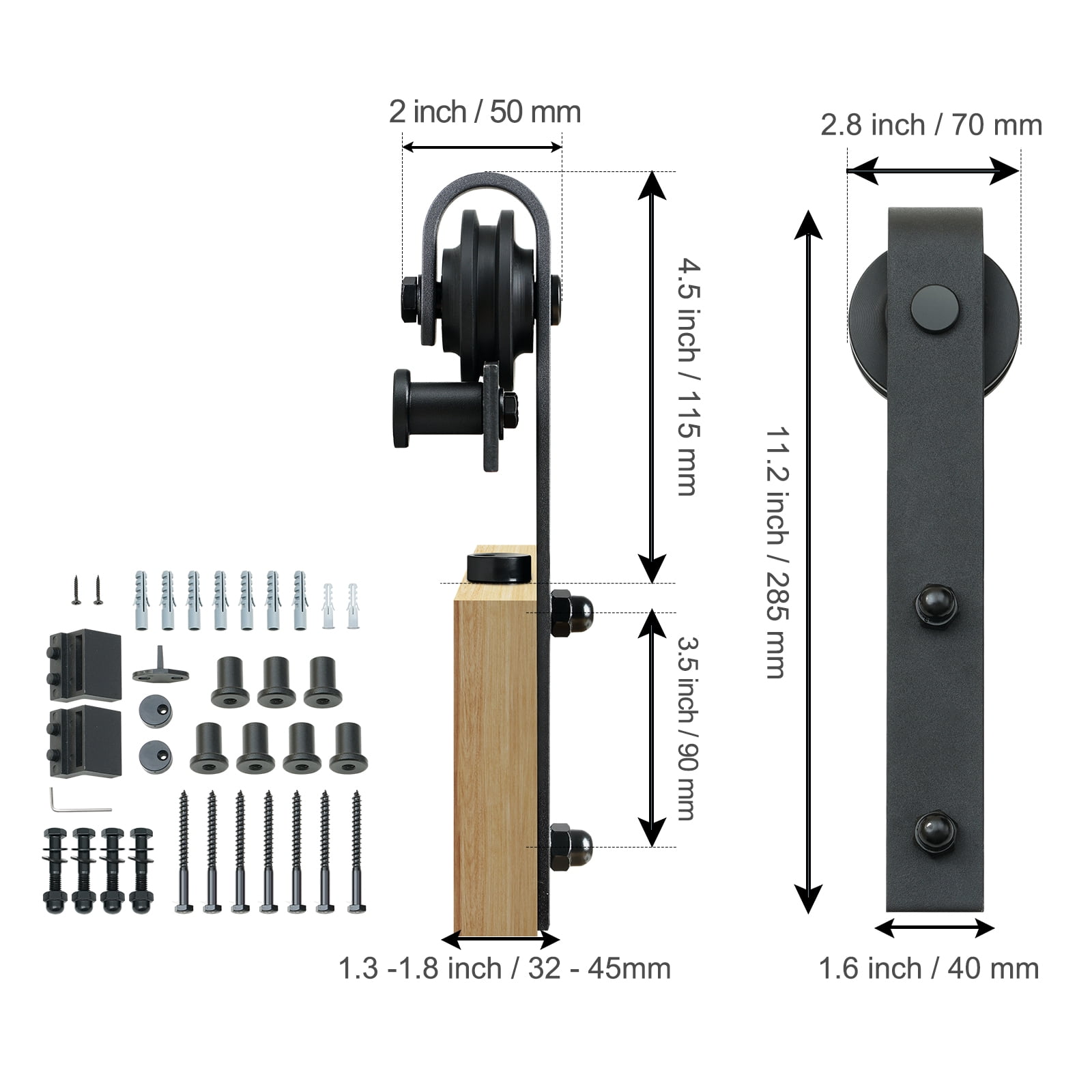 SKYSHALO J Hanger Sliding Barn Door Hardware Closet Track Kit for Single Door 10FT
