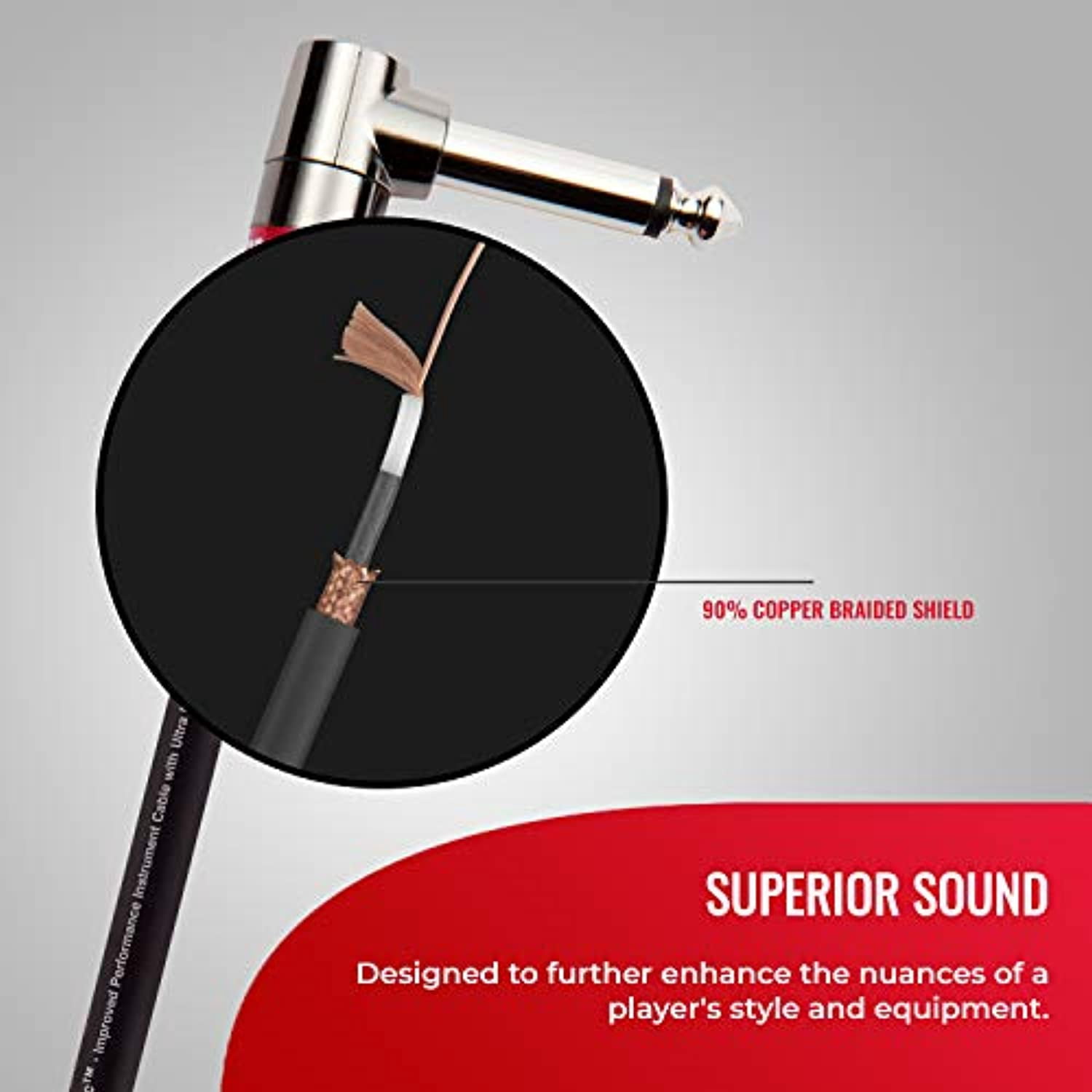 Monster 600495-00 Prolink Monster Classic 1/4" Instrument Cable. 12 ft - Right Angle to Straight