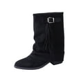 thumbnail image 2 of Tawop Boots for Women Fashion Casual Winter Versatile Tassel Shorts Boots Solid Color Pointed Toe Heel Mid-Calf Boots Women Boots, 2 of 9