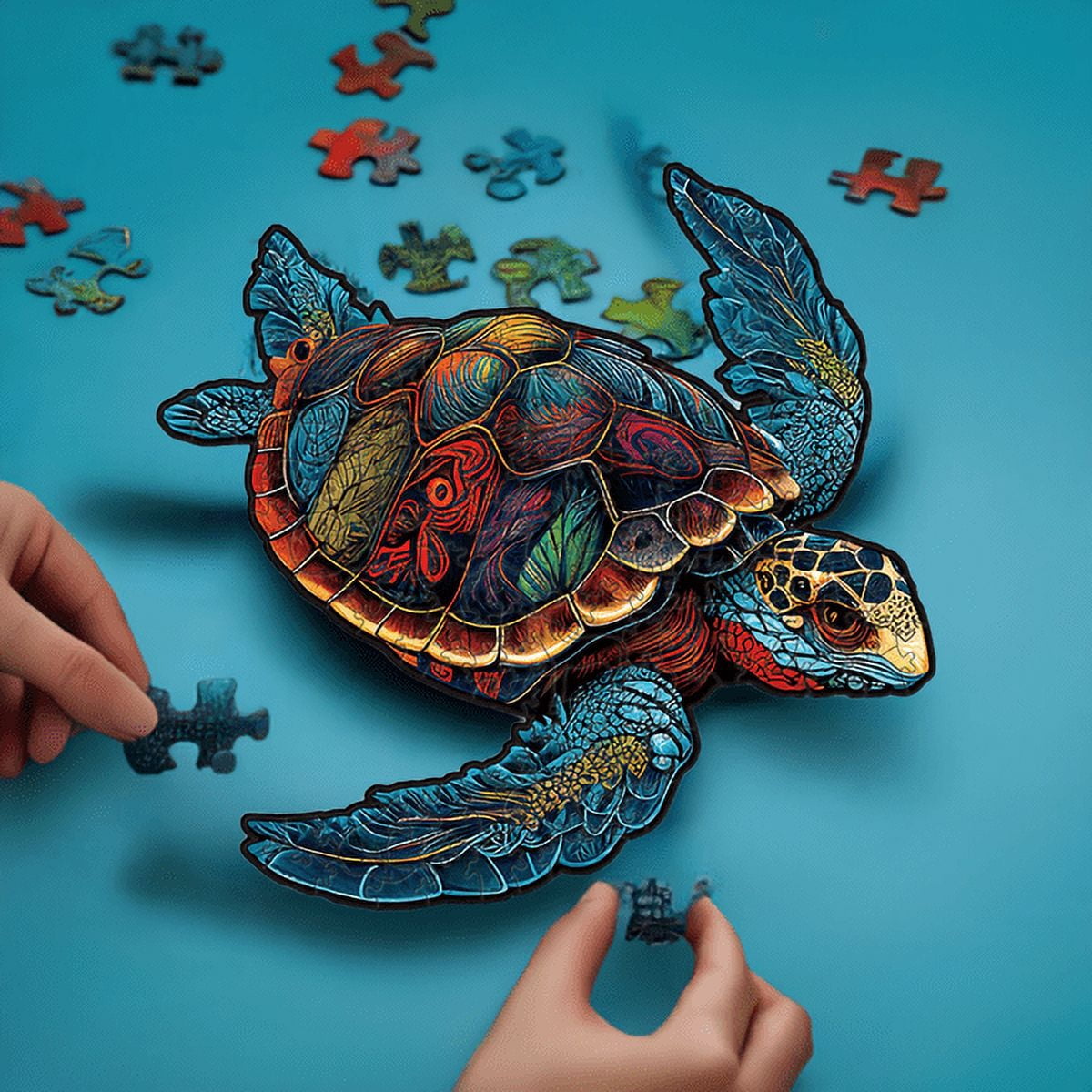 Nestologi Sea Turtle Premium Wooden Jigsaw Puzzle for Adults - Large - 5 Hours to Complete