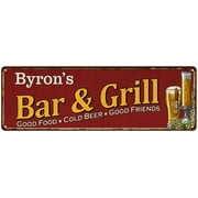 UPC 667438015251 product image for Byron's Bar and Grill Red Personalized Man Cave Decor 6x18 Sign 106180054139 | upcitemdb.com