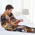 thumbnail image 5 of Balery Abstract Lion Painting Pijama para Hombre de Dos Piezas con Manga Larga, Conjunto de Dormir y Descanso Suave con Bolsillos-X-Large, 5 of 5