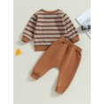 thumbnail image 4 of GXFC Toddler Boys Fall Outfits 6M 1T 2T 3T 4T Children Boys Long Sleeve Striped Sweatshirt and Elastic Long Pants Casual 2  Piece Autumn Set Clothes for Kids Boys, 4 of 9