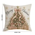 thumbnail image 3 of Vintage Pink Christmas Throw Pillow Cover, Decorative Holiday Cushion Case for Sofa Home Decor., 3 of 6