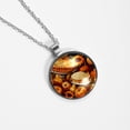 thumbnail image 4 of Thanksgiving Pumpkin Pie Elegant Glass Circular Pendant Necklace - Stylish and Trendy Jewelry for Women, 4 of 5