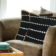 thumbnail image 2 of LR Home Ringo Set of 2 Black/White 18" x 18" Jute Bordered Striped Cotton Blend Adult Decorative Throw Pillow Set, 2 of 4