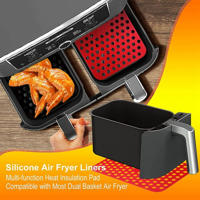 Reusable Silicone Air Fryer Liners for Ninja Foodi Dual Air Fryer DZ201,  Non-Stick Air Fryer Accessories Parchment Paper 