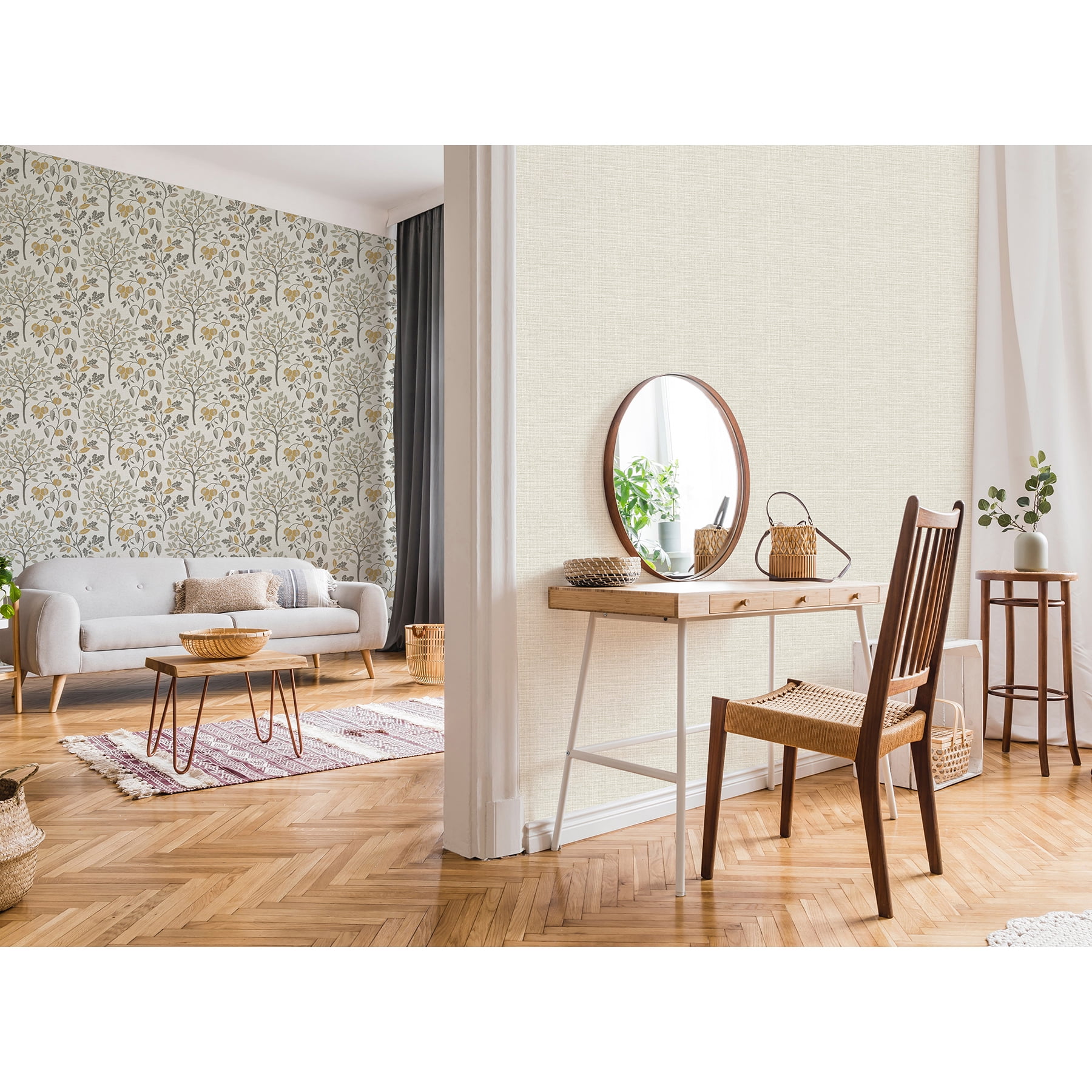 Fine Decor Rowan Natural Autumn Trees Wallpaper, 20.5-in by 33-ft