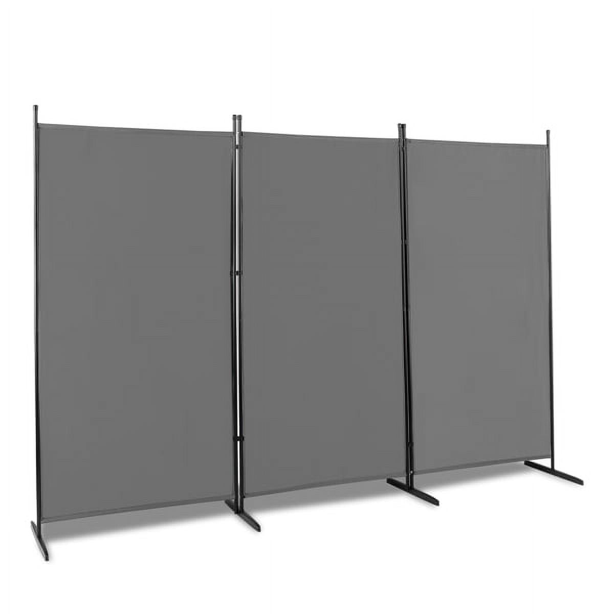 Alvantor 6 ft 3-Panel Room Divider, 102.8 in Wide Foldable Polyester Fabric with Carbon Steel Frame, Gray