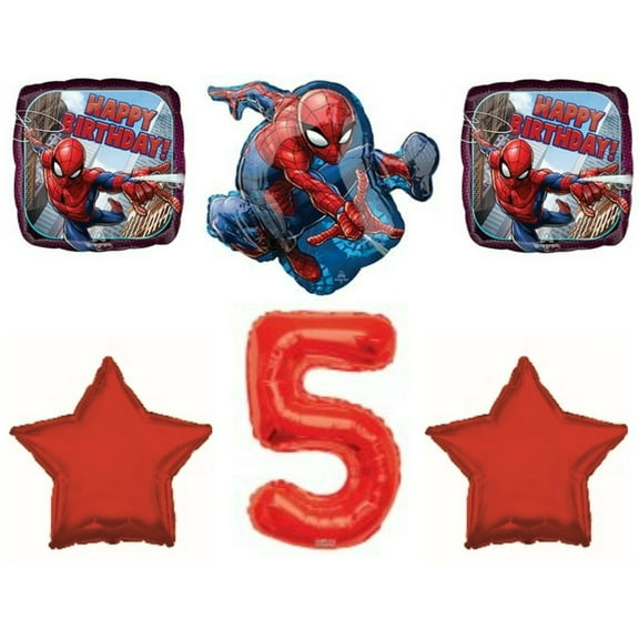 Fifth 5th Spiderman Birthday Party Balloons Decorations Supplies Marvel Comics