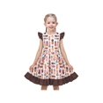 thumbnail image 2 of Girls Dress Brown Polka Dot Pineapple Print Tropical Ruffle Sleeve Summer 4 Years, 2 of 7
