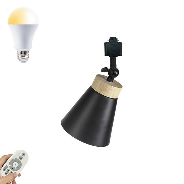 FSLiving Remote Control Pendant Light H-Type Track Ceiling Light w/Adjustable Angle Metal Shade Dimmable Track Light Fixture for Gallery Kitchen Living Room Office,Track Not Included - Black(1 Pack)