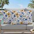 thumbnail image 5 of Set of 2 Vintage Yellow Blue Flower Pillow Covers 12x20 Inch, Abstract Floral Decorative Throw Pillow Cases Cotton Cushion Covers for Sofa Couch Bed Living Room Bedroom Home Decor, 5 of 9