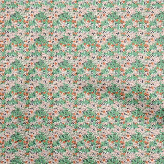 oneOone Tissu en Rayonne Vert Mer Feuilles Matériel de Robe Tissu Imprimé Tissu au Mètre 56 Pouces de Large