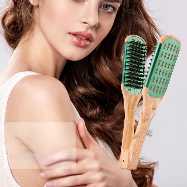 Cepillo de pelo de doble cara Peine Cerda profesional Mango de madera Peine antiestático para peinar el cabello para el estilo Baoblaze Peine de pelo de doble cara.