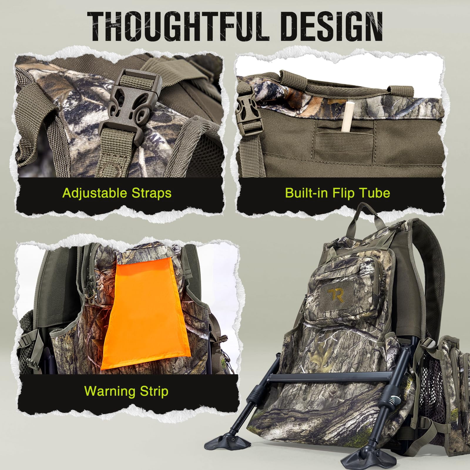 TR Turkey Vest for Hunting with Frame and Seat,Camo Hunting Vest with Kickstand,Memory Foam Cushion, Game Pouch & Multi-Pocket Storage Lightweight Adjustable Turkey Hunting Gear for Men Women