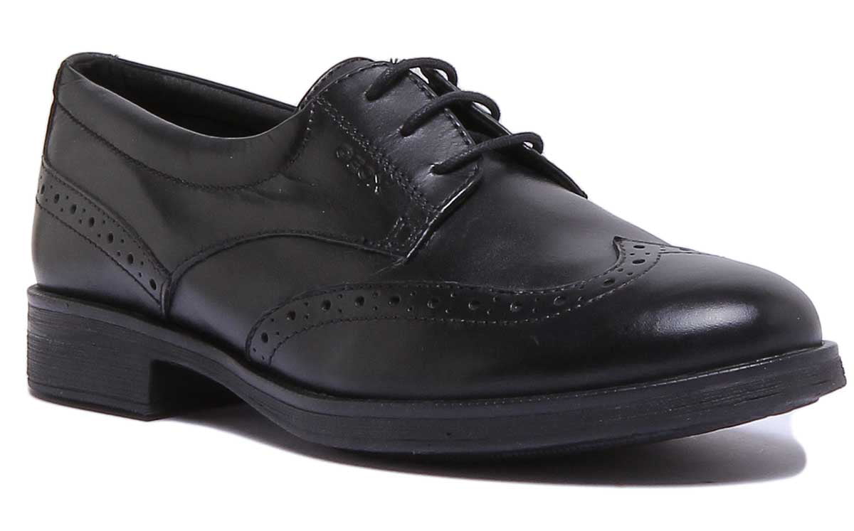 Geox J Agata D Junior's Leather Lace Brogue Shoes In Black Size 5.5 - Walmart.com
