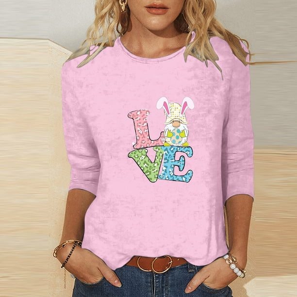 Fiudx Ofertas y Liquidaciones Blusas de Manga 3/4 para Mujer, Camisa con Estampado Vintage, Informal, Manga 3/4, Cuello Redondo, Blusa Estilo Túnica Boho