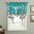 thumbnail image 2 of Spring Flowers Tie Up Curtains for Windows, Adjustable Balloon Window Shades, Farmhouse Watercolor Teal Wood Grain Kitchen Window Treatments Farmhouse Short Curtains with Rod Pocket 42"x45", 2 of 8