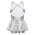 thumbnail image 4 of Zaldita Women's Shiny Sequins Criss-Cross Back Latin Jazz Dress Sleeveless Dance Leotard Dress White 16/M, 4 of 7