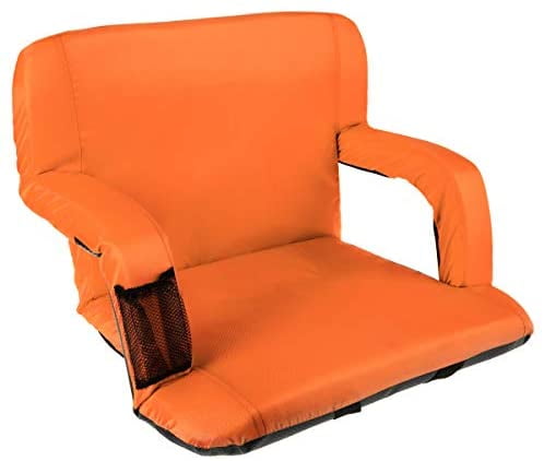 Red 6 Reclining Positions and Portable Carry Straps Armrests Home-Complete Wide Stadium Seat Chair Bleacher Cushion with Padded Back Support