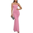 thumbnail image 1 of Femmes Slip Sans Manches Corset Corset Maxi Robe Spaghetti Sangle Ruché Élégantes Robes Longues Soirée Partie, 1 of 5