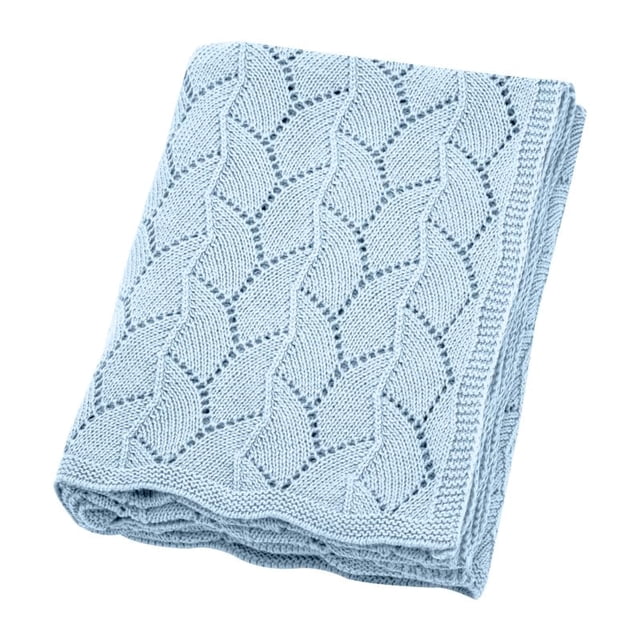 Manta de bebé Loyfoky de punto de algodón azul 76x102 cm
