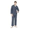 thumbnail image 5 of GLOBAL Men's Long Sleeve Plain Weave Pajama Set Cotton Sleepwear Comfy Loungewear Navy Plaid XXL, 5 of 7