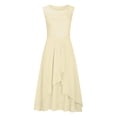 thumbnail image 4 of Bigersell Long Dresses for Women Summer Round Neck Sleeveless Wedding Guest Dress Ruffle Pleated A-Line Dresses Asymmetrical Dress Style B-20 Mesh Waist Evening Party Cocktail Dresses Beige-T XXL, 4 of 5