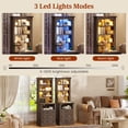 thumbnail image 4 of Weiplehoom 61" Tall Nightstand with Charging Station & LED Lights, Bedside Table with 3-Drawer and 3 Adjustable Shelves, Farmhouse End Table for Bedroom, Living Room, Walnut, 4 of 8