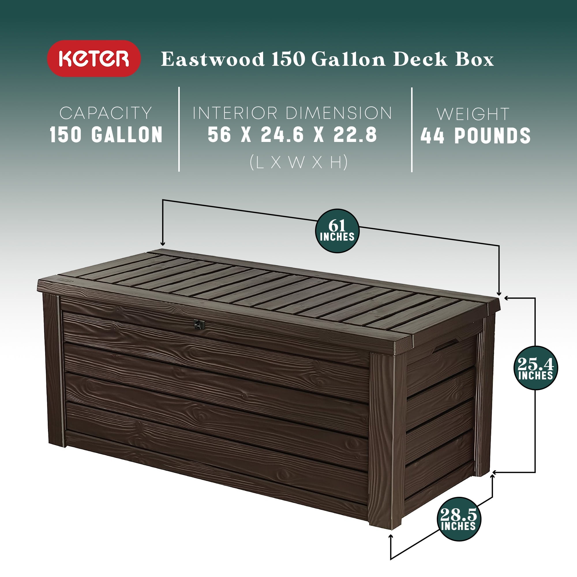 Keter Westwood 150 Gallon Outdoor Furniture Storage Deck Box