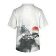 thumbnail image 4 of Domuza Scrub Tops Men Plus Size V-Neck Short Sleeve Medical Workwear Landscape Geometric Graphic Stretch Tshirts Comfort Soft Nurse Top with Pockets White XXXXL, 4 of 5