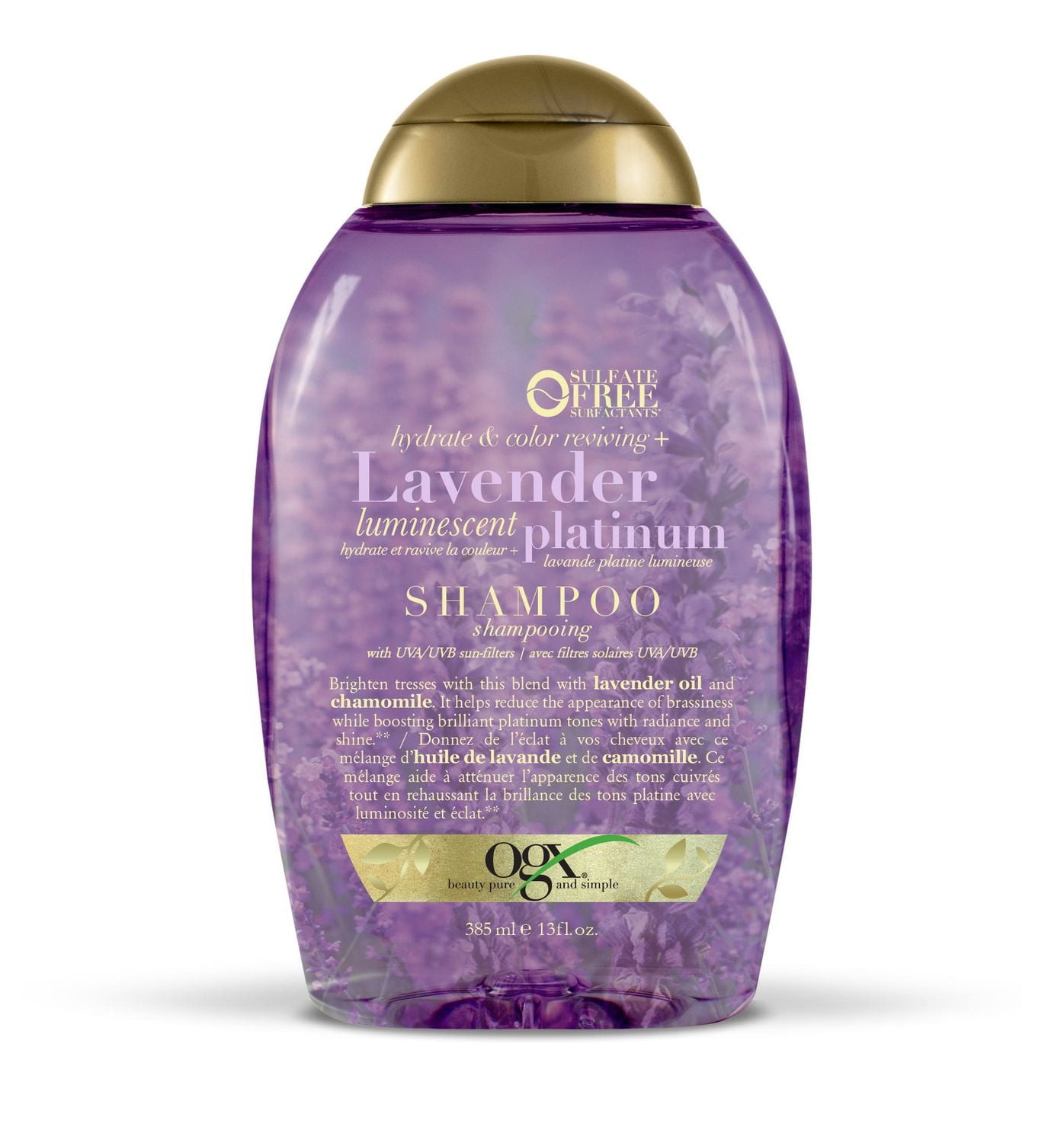 Shampoing OGX Hydrate et ravive la couleur + lavande platine lumineuse