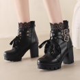 thumbnail image 4 of Botas con plataforma MEOTINA Goth Lace Hebilla Gothic Black 6.5, 4 of 6
