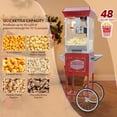 thumbnail image 2 of Movie Theater-Style Popcorn Machine Maker with Cart and 12-Ounce Kettle - Red, Vintage-Style Popper on Wheels, 2 of 8