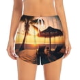 thumbnail image 2 of Susaid Hawaiian Sunset Beach Print Women's High Waisted Running Shorts Quick Dry Athletic Gym Track Workout Shorts Zip Pocket-XX-Large, 2 of 7